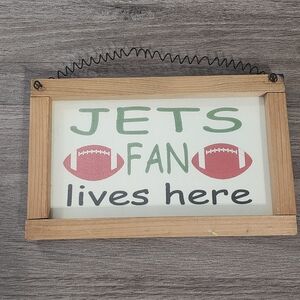 Jets Fan Wall Sign with Wooden Frame